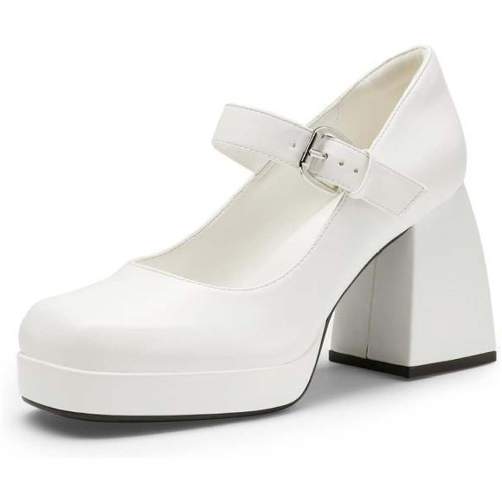 Women's High Chunky Platform Closed Toe Mary Jane Block Heels